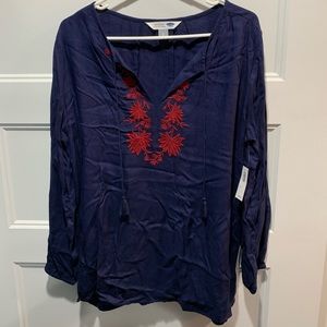 Navy blue and red Old Navy long sleeve blouse